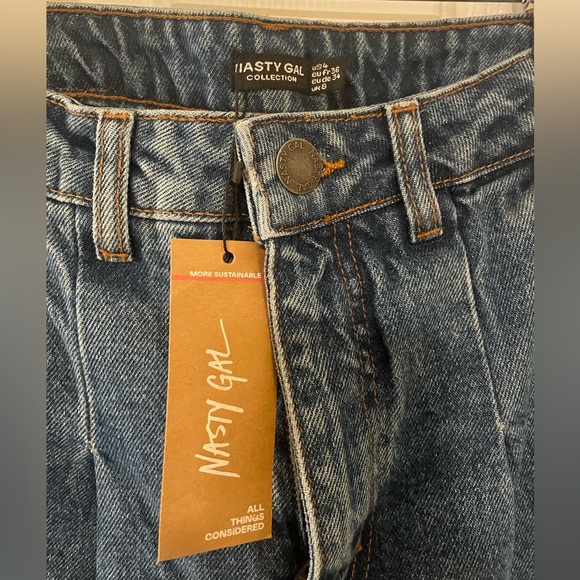 Nasty Gal Organic Pleated Wide Leg Jeans 0175 - Picture 4 of 8